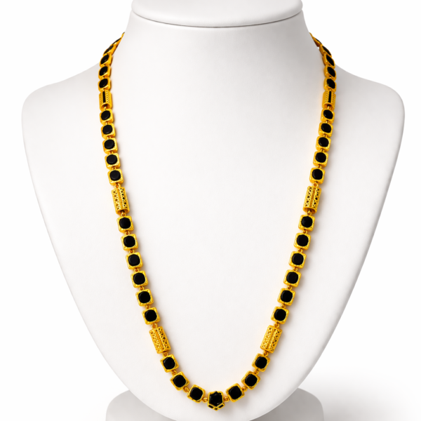 C CUT DESIGN GOLD PLATED RUDRAKSHA MALA