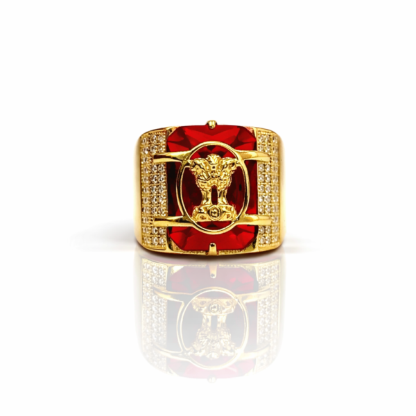 REDSTONE ASHOK STAMBH RING  (1 Gram Gold Plated)